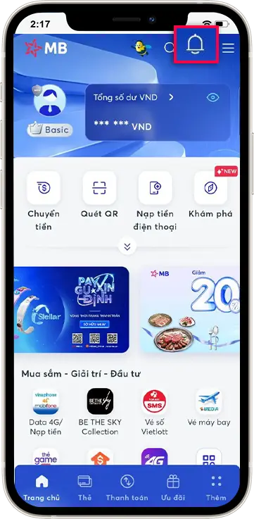 Bước 1 : Tại giao diện chính >> Chọn hình Quả Chuông